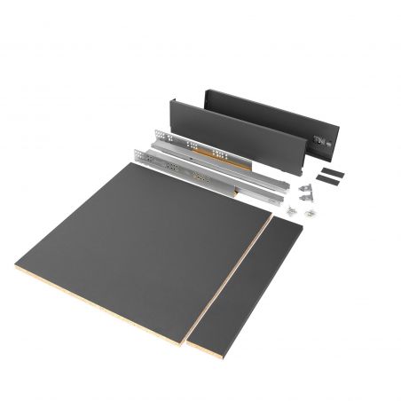 Tiroir Vertex 40 kg hauteur 93 mm, profondeur 500 mm avec panneaux inclus pour caisson de 600 mm, Anthracite Tiroir Vertex 40 kg hauteur 93 mm, profondeur 500 mm avec panneaux inclus pour caisson de 600 mm, Anthracite