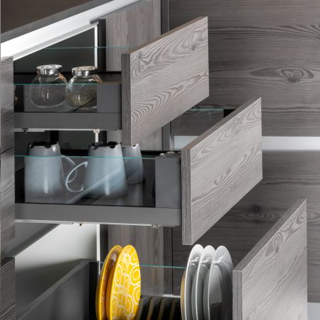 Tiroir Vertex 40kg hauteur 131mm avec côtés en verre, profondeur 450mm, Gris anthracite Tiroir Vertex 40kg hauteur 131mm avec côtés en verre, profondeur 450mm, Gris anthracite