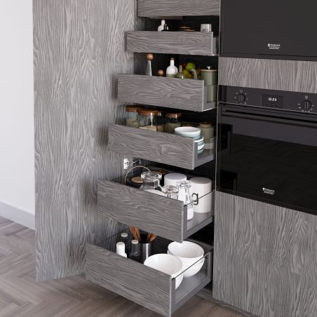 Tiroir Vertex 40kg hauteur 131mm avec côtés en verre, profondeur 450mm, Gris anthracite Tiroir Vertex 40kg hauteur 131mm avec côtés en verre, profondeur 450mm, Gris anthracite
