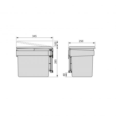 Poubelle de tri 15L, fixation sur porte, Gris anthracite Poubelle de tri 15L, fixation sur porte, Gris anthracite