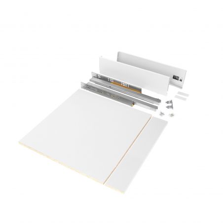 Tiroir Vertex 40 kg hauteur 93 mm, profondeur 500 mm avec panneaux inclus pour caisson de 600 mm, Blanc Tiroir Vertex 40 kg hauteur 93 mm, profondeur 500 mm avec panneaux inclus pour caisson de 600 mm, Blanc