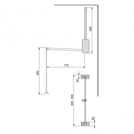 Penderie rabattable Sling pour armoire de largeur 600 à 830 mm, Blanc Penderie rabattable Sling pour armoire de largeur 600 à 830 mm, Blanc