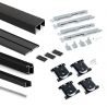 Kit pour Placard 2 portes coulissantes avec ouverture et fermeture amorties, panneaux épaisseur 16mm non inclus, Noir Kit pour Placard 2 portes coulissantes avec ouverture et fermeture amorties, panneaux épaisseur 16mm non inclus, Noir
