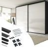 Kit pour Placard 2 portes coulissantes avec ouverture et fermeture amorties, panneaux épaisseur 16mm non inclus, Noir Kit pour Placard 2 portes coulissantes avec ouverture et fermeture amorties, panneaux épaisseur 16mm non inclus, Noir
