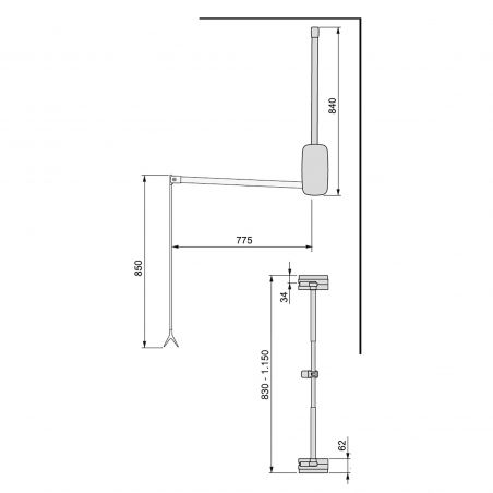 Penderie rabattable Sling pour armoire de largeur 830 à 1150 mm, Blanc Penderie rabattable Sling pour armoire de largeur 830 à 1150 mm, Blanc