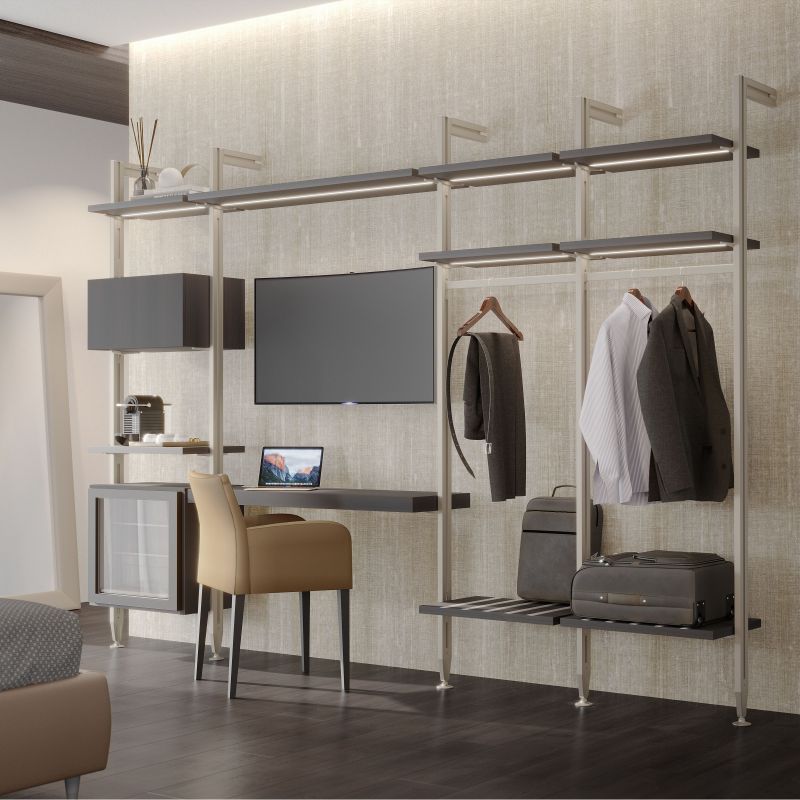 Kit cadre modulaire Zéro avec quincaillerie et 3 profils pour montage au sol et au mur avec niveleur circulaire, Gris