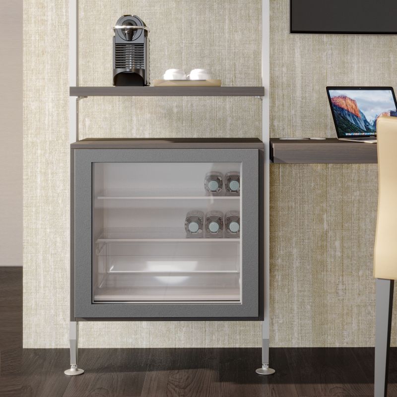 Kit cadre modulaire Zéro avec quincaillerie et 3 profils pour montage au sol et au mur avec niveleur circulaire, Gris