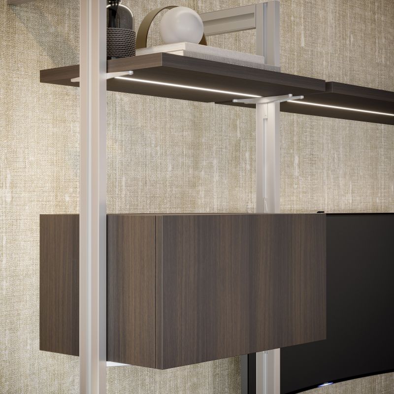 Kit cadre modulaire Zéro avec quincaillerie et 3 profils pour montage au sol et au mur avec niveleur circulaire, Gris