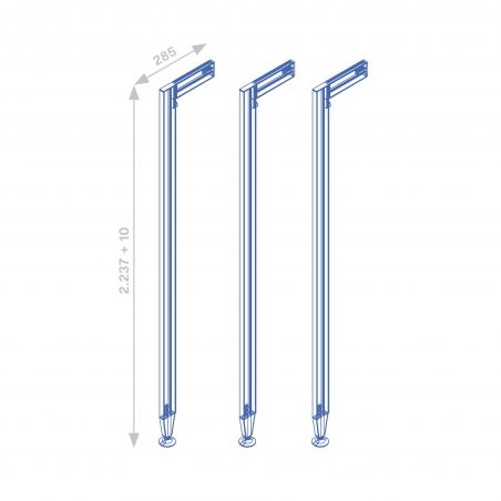 Kit cadre modulaire Zéro avec quincaillerie et 3 profils pour montage au sol et au mur avec niveleur circulaire, Gris Kit cadre modulaire Zéro avec quincaillerie et 3 profils pour montage au sol et au mur avec niveleur circulaire, Gris