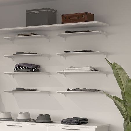 8 Plaques de fixation murale avec supports d'étagères Jagmet, longueur 230 mm, Blanc 8 Plaques de fixation murale avec supports d'étagères Jagmet, longueur 230 mm, Blanc