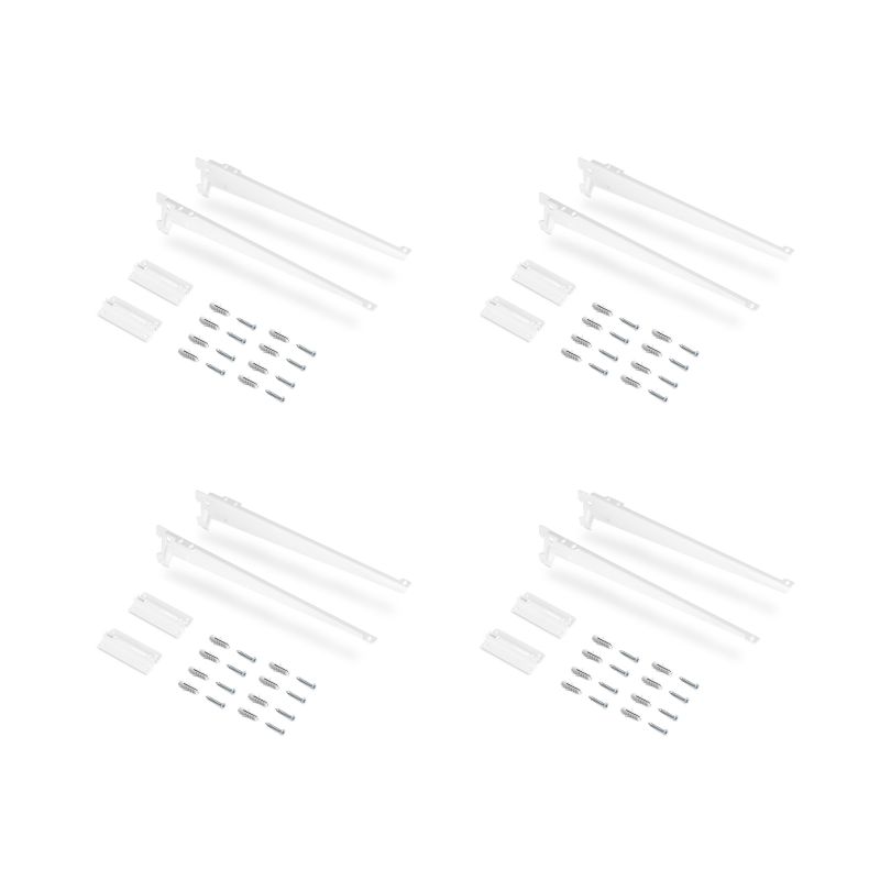 8 Plaques de fixation murale avec supports d'étagères Jagmet, longueur 230 mm, Blanc