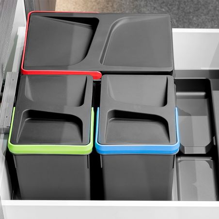 Kit Poubelle Recycle 29L, 3 bacs, Gris anthracite Kit Poubelle Recycle 29L, 3 bacs, Gris anthracite