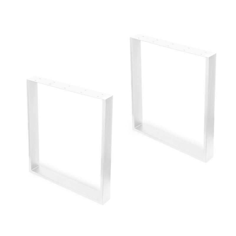 Lot de 2 pieds rectangulaires Square pour table, largeur 600 mm, Blanc