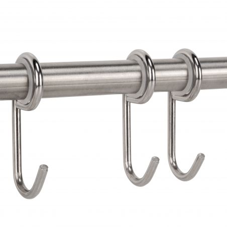 Barre de crédence adhésive Supra avec 5 crochets, Acier inoxydable Barre de crédence adhésive Supra avec 5 crochets, Acier inoxydable