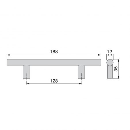 Poignée Orlando, L 188 mm, entraxe 128 mm, Nickel satiné Poignée Orlando, L 188 mm, entraxe 128 mm, Nickel satiné