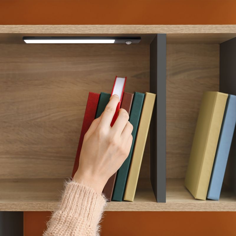 Luminaire LED Kaus Black rechargeable par USB avec détecteur de mouvement, 240mm, Noir