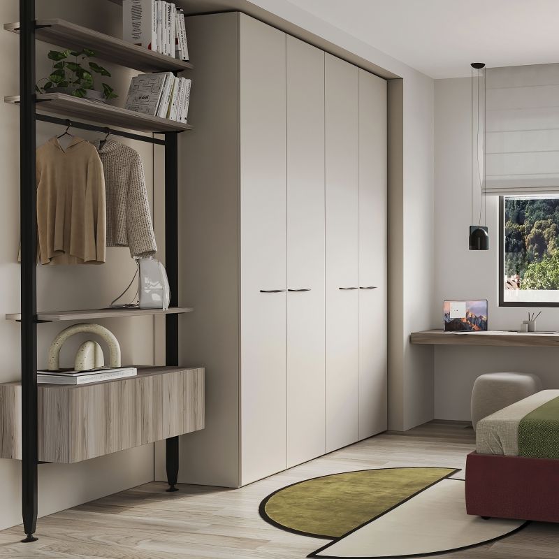 Kit de fixation Zéro pour 1 étagère bois, 1 module et 1 barre de suspension de 1m, Noir