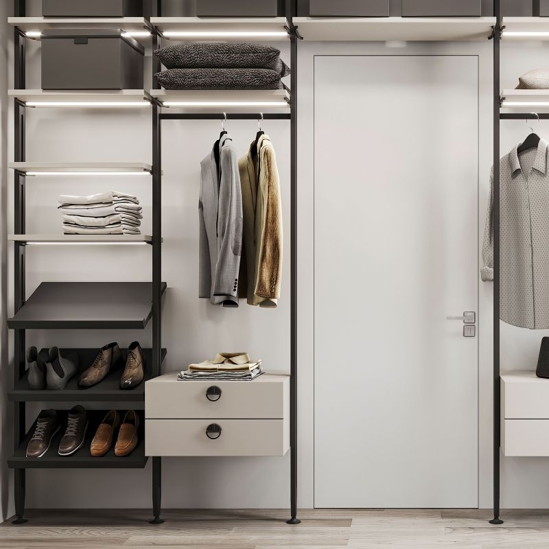 Kit de fixation Zéro pour 1 étagère bois, 1 module et 1 barre de suspension de 1m, Noir