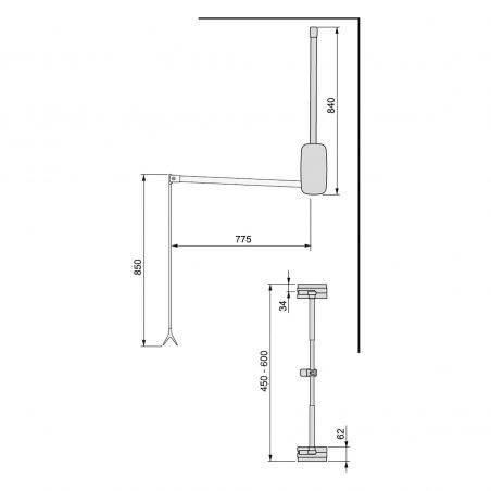 Penderie rabattable Sling pour armoire de largeur 450 à 600 mm, Blanc Penderie rabattable Sling pour armoire de largeur 450 à 600 mm, Blanc