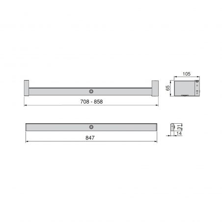 Barre de penderie Castor avec lumière LED, batterie amovible et détecteur de mouvement, 858 mm, Anodisé mat Barre de penderie Castor avec lumière LED, batterie amovible et détecteur de mouvement, 858 mm, Anodisé mat