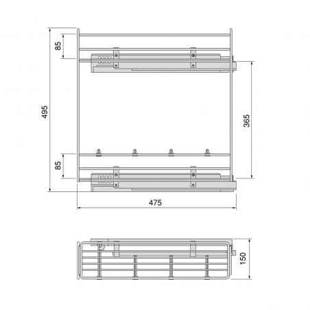 Porte-bouteilles coulissant Suprastar avec amortisseur pour caisson de 200 mm, Chromé Porte-bouteilles coulissant Suprastar avec amortisseur pour caisson de 200 mm, Chromé