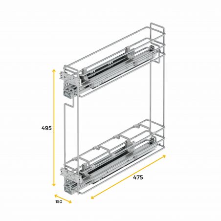 Porte-bouteilles coulissant Suprastar avec amortisseur pour caisson de 200 mm, Chromé Porte-bouteilles coulissant Suprastar avec amortisseur pour caisson de 200 mm, Chromé