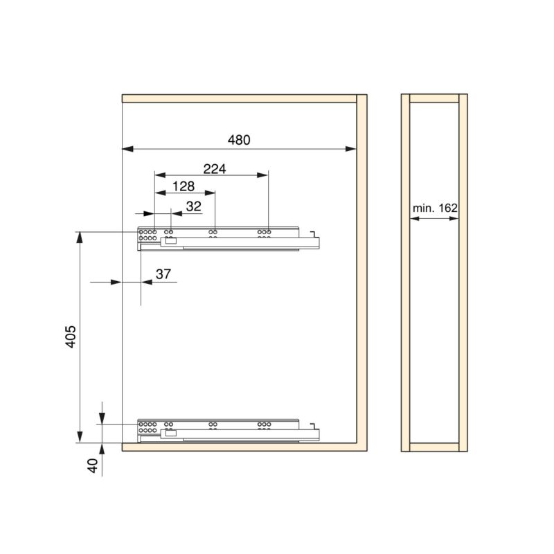 Porte-bouteilles coulissant Suprastar avec amortisseur pour caisson de 200 mm, Chromé
