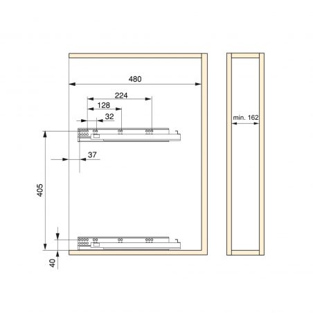 Porte-bouteilles coulissant Suprastar avec amortisseur pour caisson de 200 mm, Chromé Porte-bouteilles coulissant Suprastar avec amortisseur pour caisson de 200 mm, Chromé