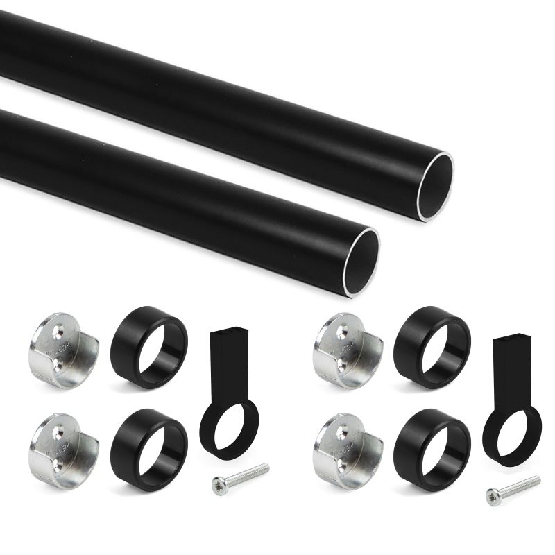 Kit tube de penderie circulaire Ø28, 1,15 m, Noir