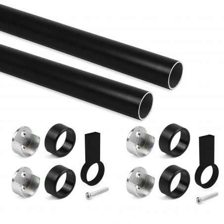 Kit tube de penderie circulaire Ø28, 1,15 m, Noir Kit tube de penderie circulaire Ø28, 1,15 m, Noir