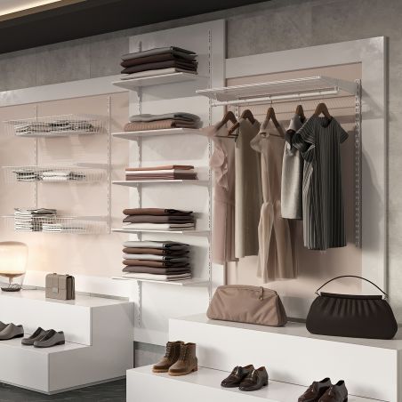 Kit de 2 Profilés de fixation murale avec 3 jeux de supports d'étagères Jagmet, longueur 230 mm, Blanc