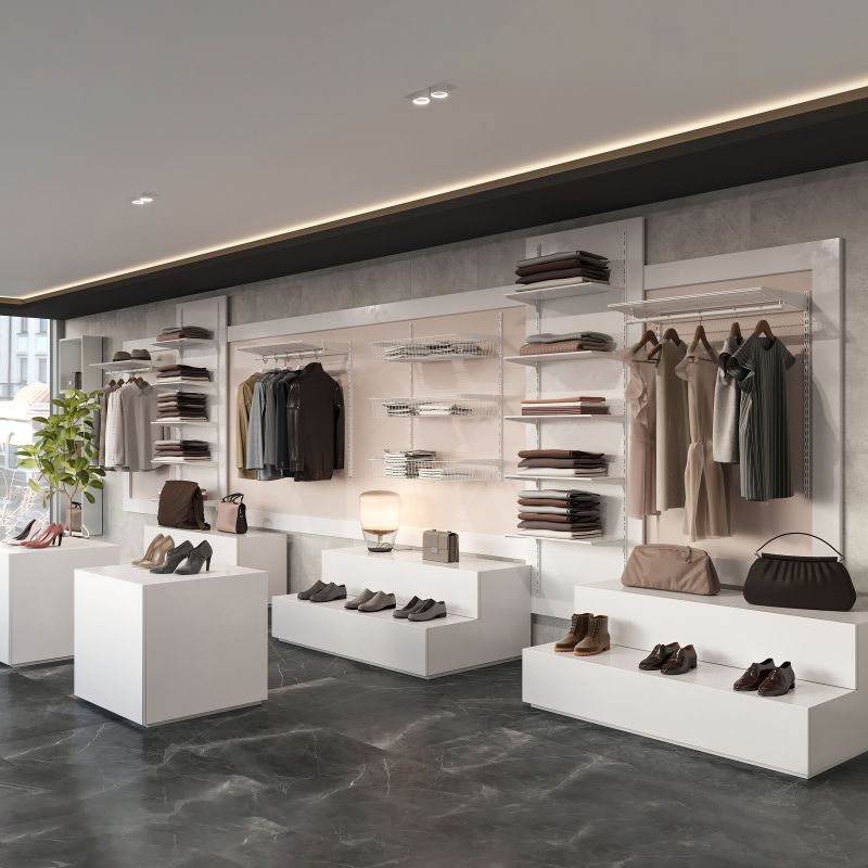 Kit de 2 Profilés de fixation murale avec 3 jeux de supports d'étagères Jagmet, longueur 230 mm, Blanc