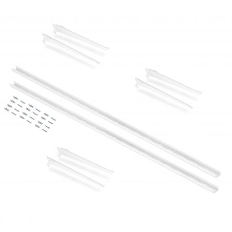 Kit de 2 Profilés de fixation murale avec 3 jeux de supports d'étagères Jagmet, longueur 230 mm, Blanc