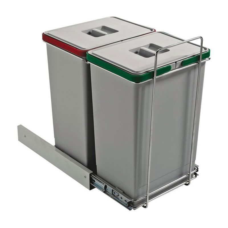 Poubelle coulissante 48L 2 bacs
