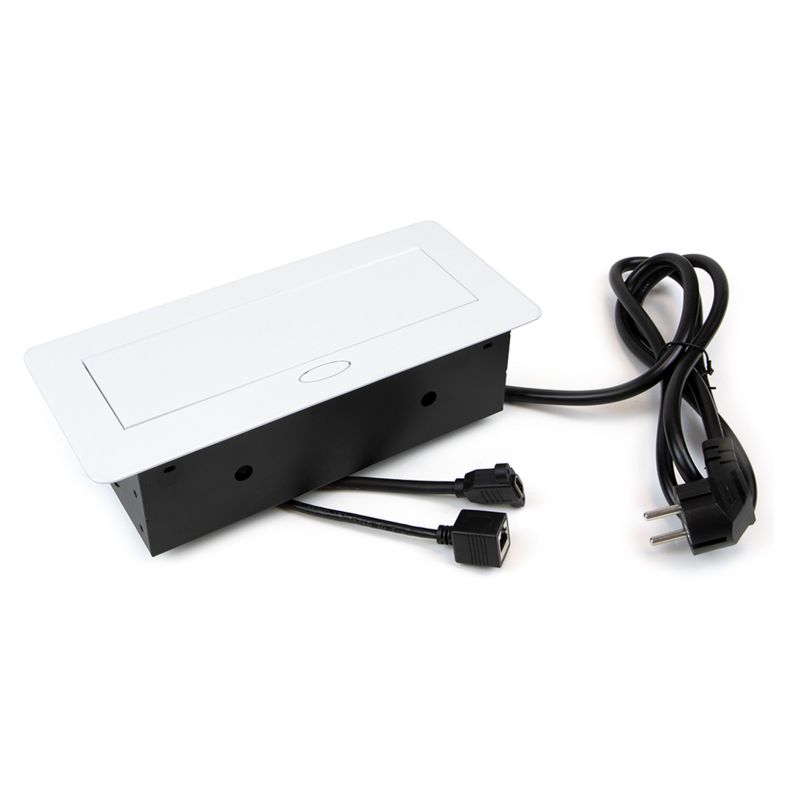 Multiconnecteur Atom 26 pour bureau, 2 prises + 2 USB + RJ45 + HDMI, Blanc