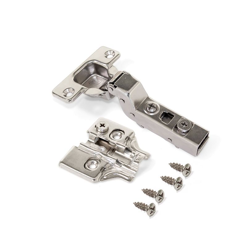 Lot de 20 charnières coudées X91 Super avec fermeture souple et embases à visser, Hauteur 0, Nickelé
