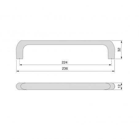 Lot de 20 Poignées Zagreb, L 236 mm, entraxe 224 mm, Nickel satiné Lot de 20 Poignées Zagreb, L 236 mm, entraxe 224 mm, Nickel satiné