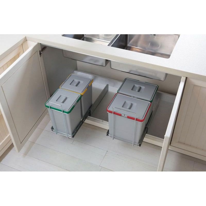 Poubelle coulissante 48L 2 bacs
