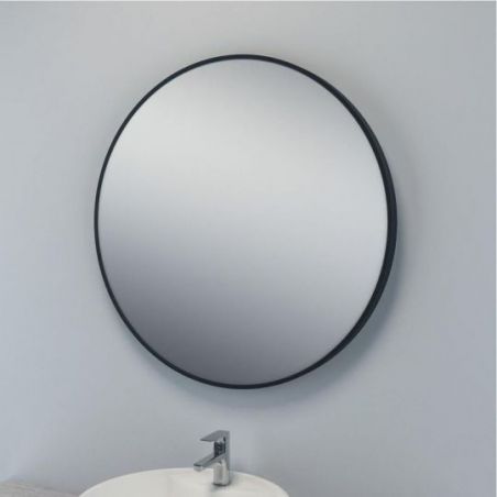 Miroir rond cadre noir -...
