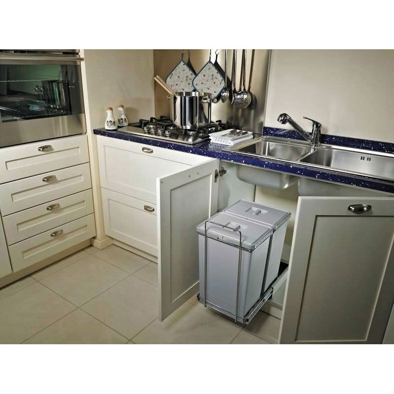 Poubelle coulissante 48L 2 bacs