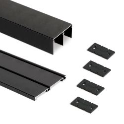Kit rails haut et bas Placard 74 pour portes coulissantes – 3,90 m – Noir