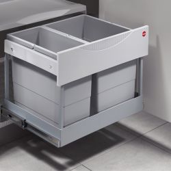 Poubelle spéciale sous-évier pour meuble de 600mm composée de 2 seaux - ouverture automatique
