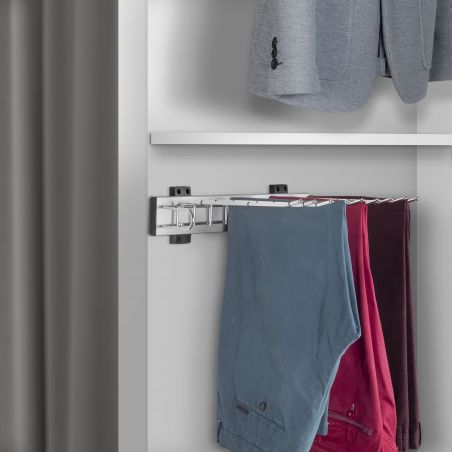 Porte-pantalons Self à montage latéral Gauche pour armoire, Chromé
