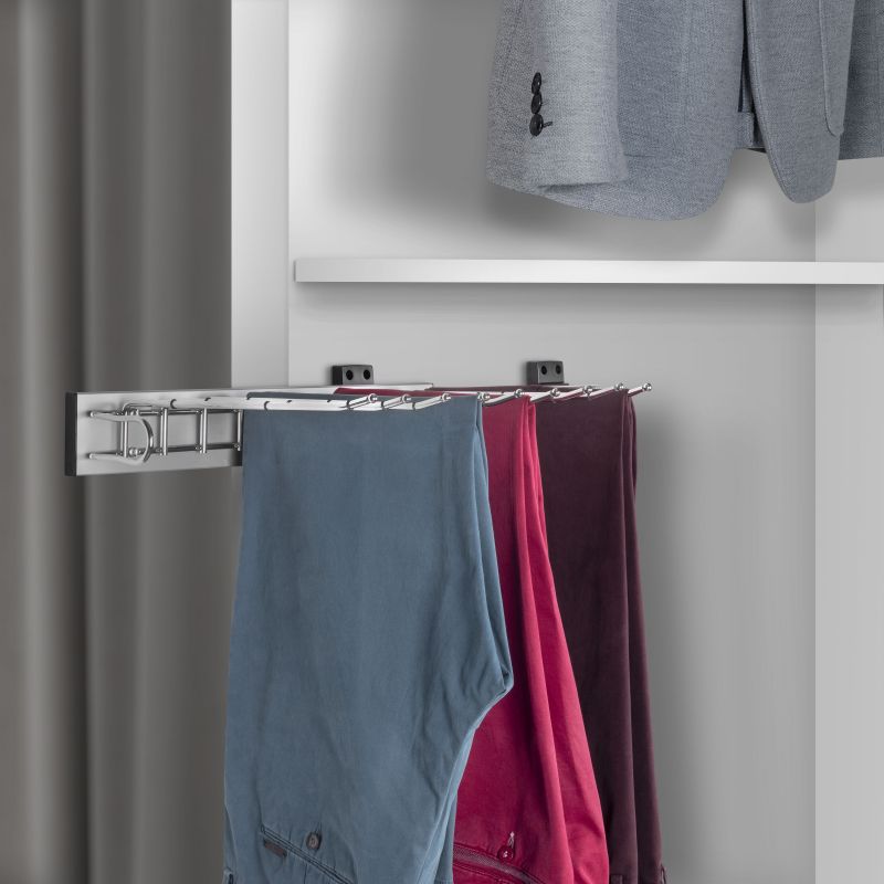 Porte-pantalons Self à montage latéral Gauche pour armoire, Chromé