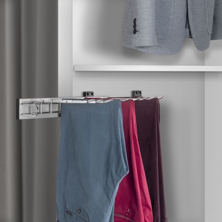 Porte-pantalons Self à montage latéral Gauche pour armoire, Chromé