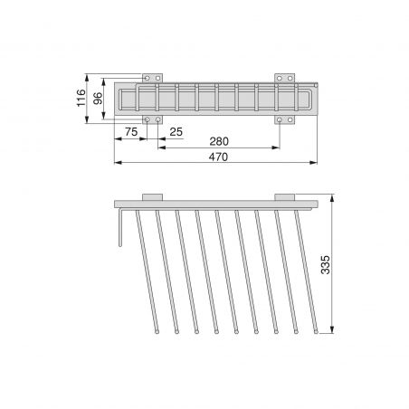Porte-pantalons Self à montage latéral Gauche pour armoire, Chromé Porte-pantalons Self à montage latéral Gauche pour armoire, Chromé