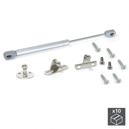 Lot de 10 pistons de porte relevable, force 8kg, course 100mm, Aluminium Lot de 10 pistons de porte relevable, force 8kg, course 100mm, Aluminium