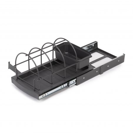 Plateau pour accessoires de cuisine, fixation par le bas et extraction manuelle, Gris anthracite Plateau pour accessoires de cuisine, fixation par le bas et extraction manuelle, Gris anthracite