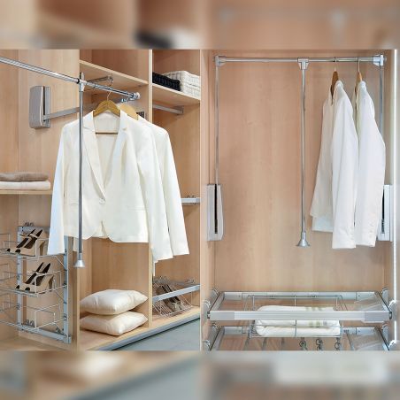 Penderie rabattable Hang pour armoire de largeur 600 à 830 mm, Chromé Penderie rabattable Hang pour armoire de largeur 600 à 830 mm, Chromé