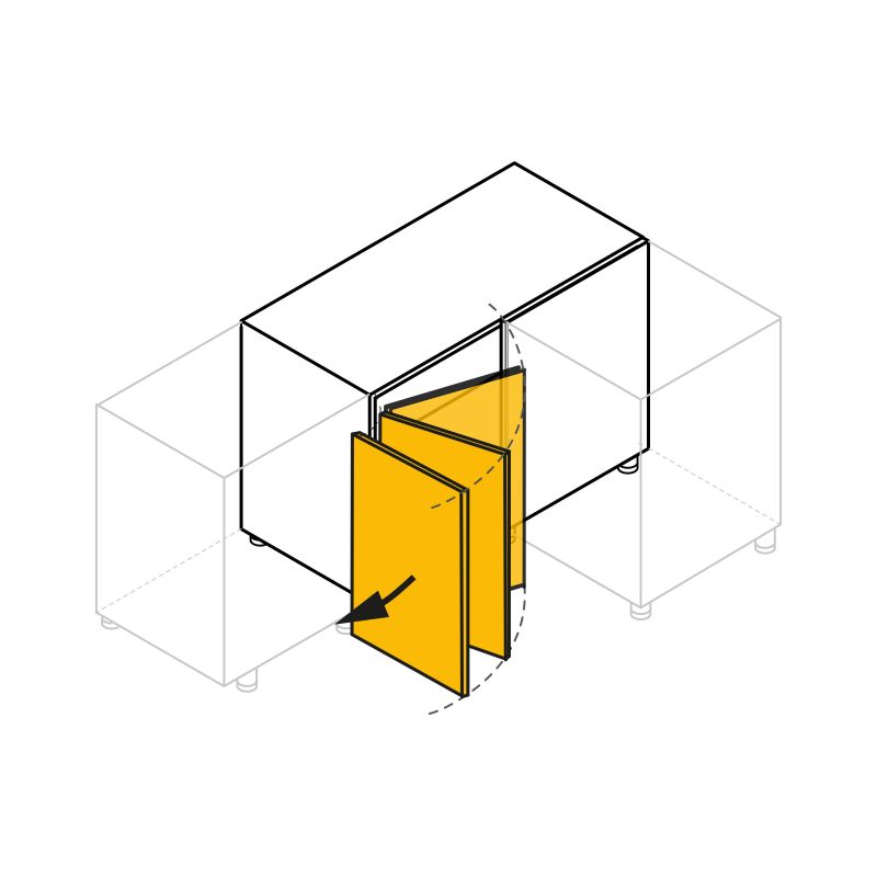 Meuble d'angle coulissant Titane, ouverture à Gauche, Gris anthracite